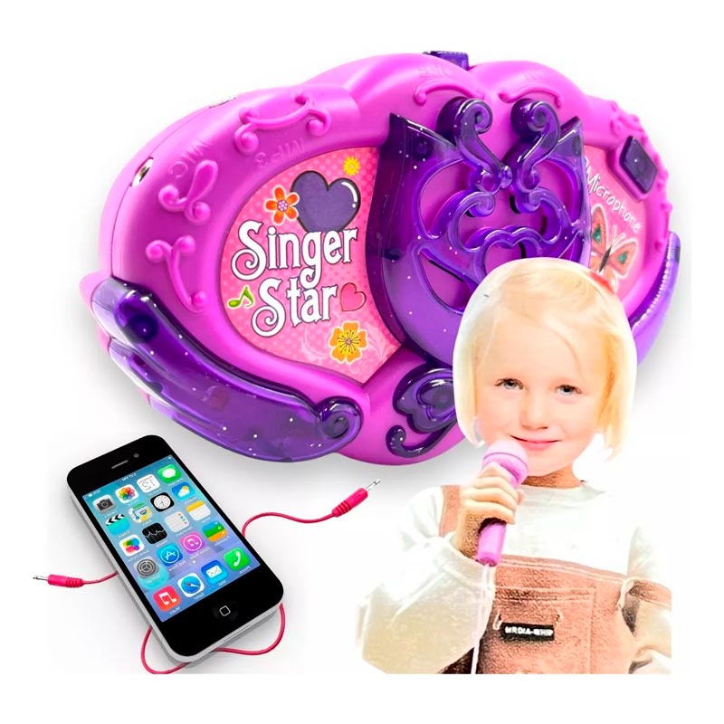 Juguete Portátil Karaoke Mp3 Para Cintura Musica Micrófono Para Niñ@S Rojo