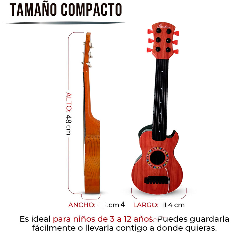 Guitarra De Juguete De Plástico 47cm Con Cuerdas Y Plumilla para crear tu ambiente musical cafe obscuro