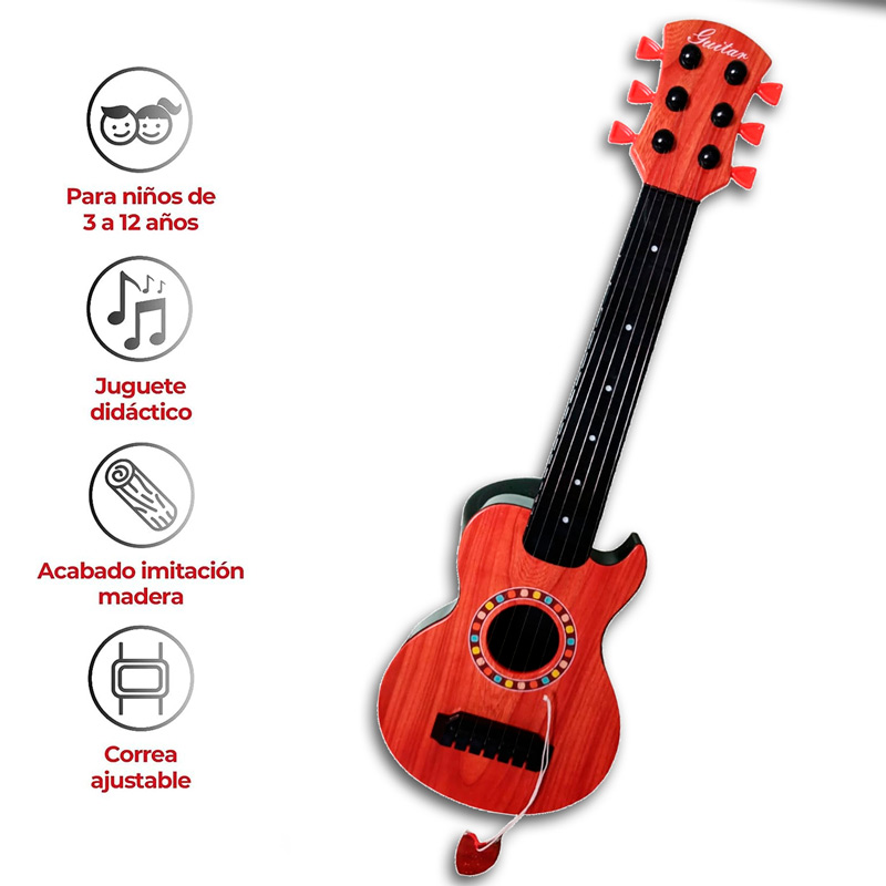 Guitarra De Juguete De Plástico 47cm Con Cuerdas Y Plumilla para crear tu ambiente musical cafe obscuro