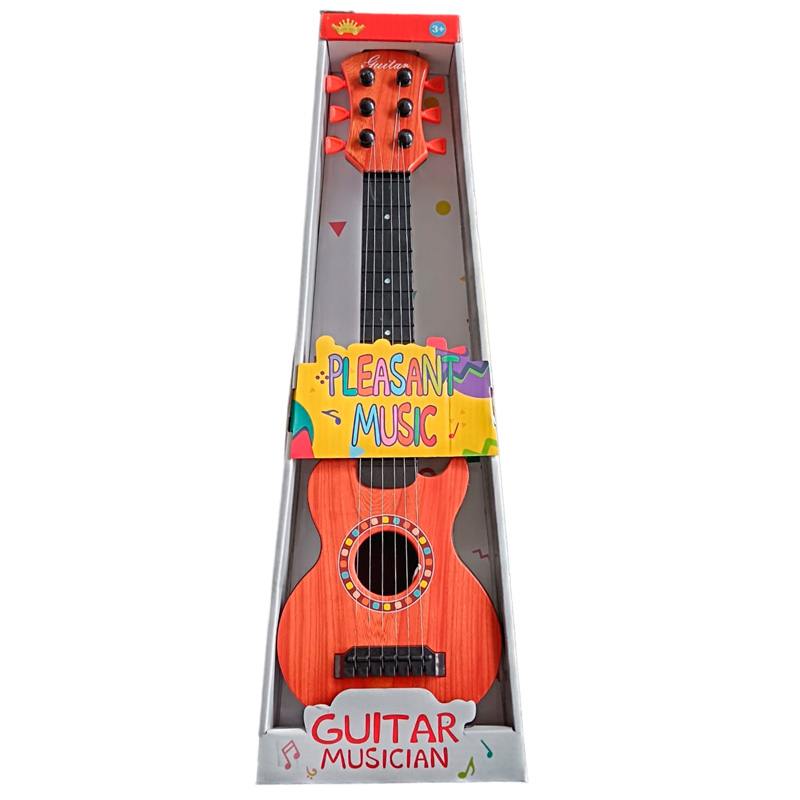 Guitarra De Juguete De Plástico 47cm Con Cuerdas Y Plumilla para crear tu ambiente musical naranja