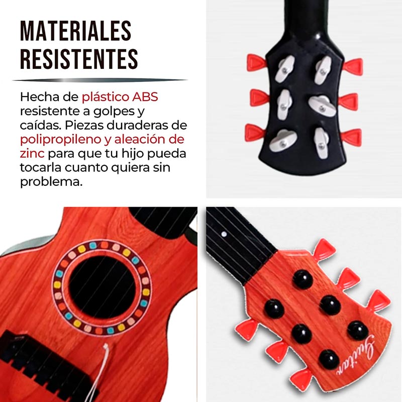 Guitarra De Juguete De Plástico 47cm Con Cuerdas Y Plumilla para crear tu ambiente musical naranja