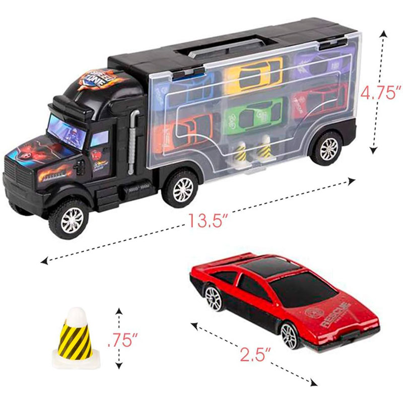 Set De 6 Carritos Y Un Trailer de Juguete A Escala, Coche Carro diversion