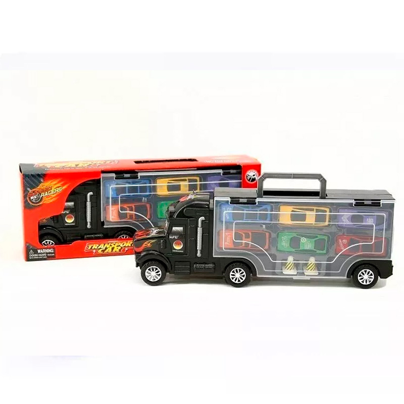 Set De 6 Carritos Y Un Trailer de Juguete A Escala, Coche Carro diversion