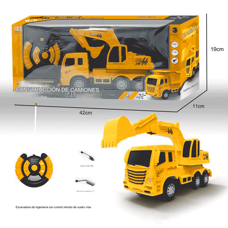 Vehículo de ingeniería eléctrico con control remoto, camión volquete, excavadora, resistente a caídas, gran simulación, coche de juguete para niños