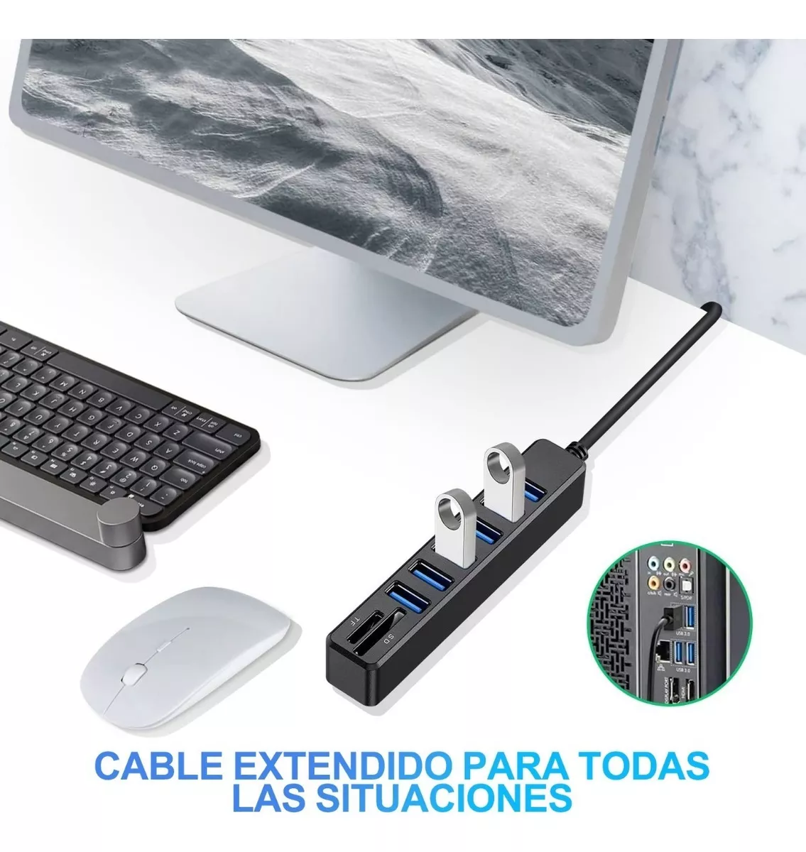 Adaptador Multipuerto 8 En 1 Usb Hubs Para Macbook / Pc Negro
