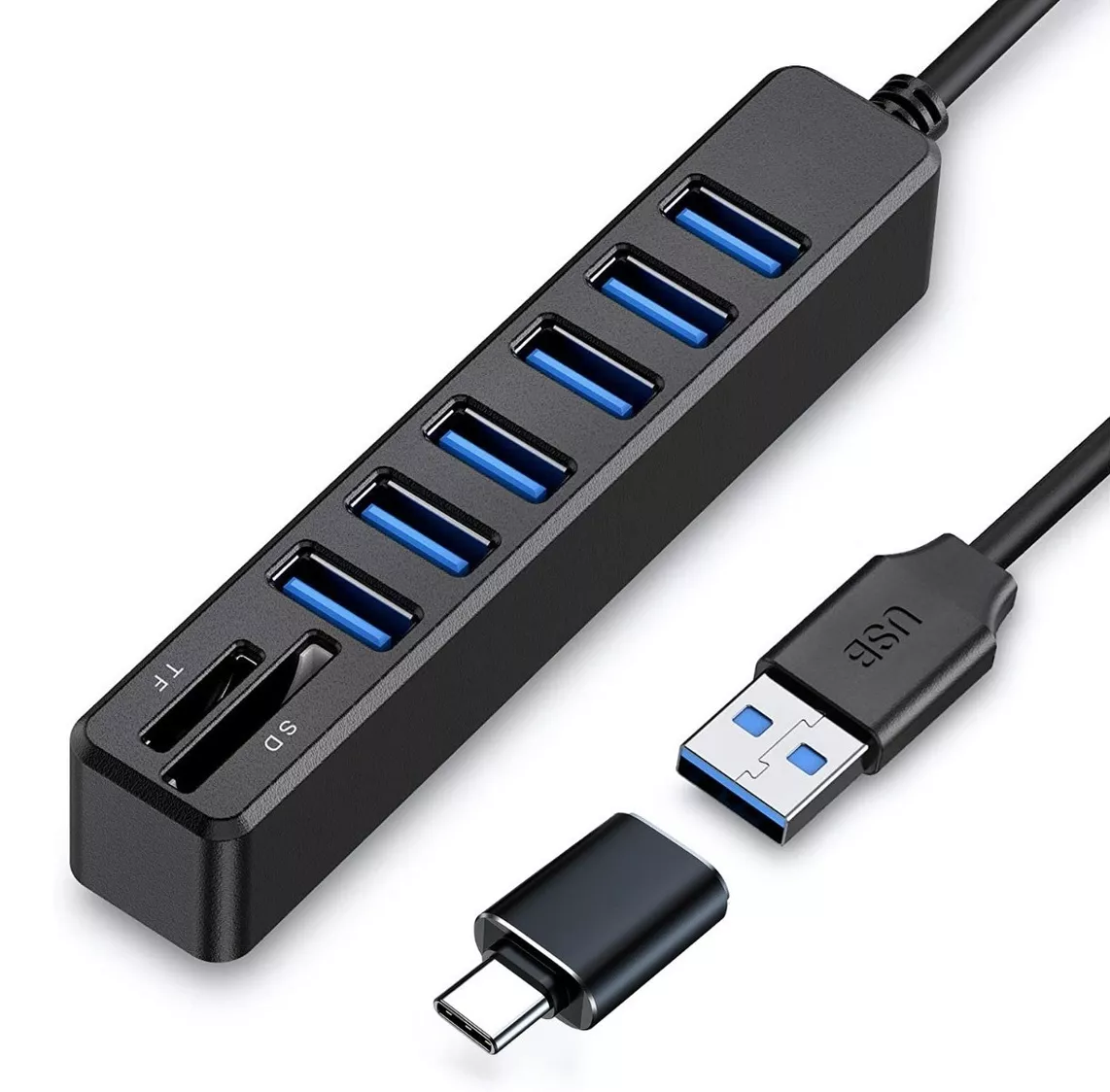 Adaptador Multipuerto 8 En 1 Usb Hubs Para Macbook / Pc Negro