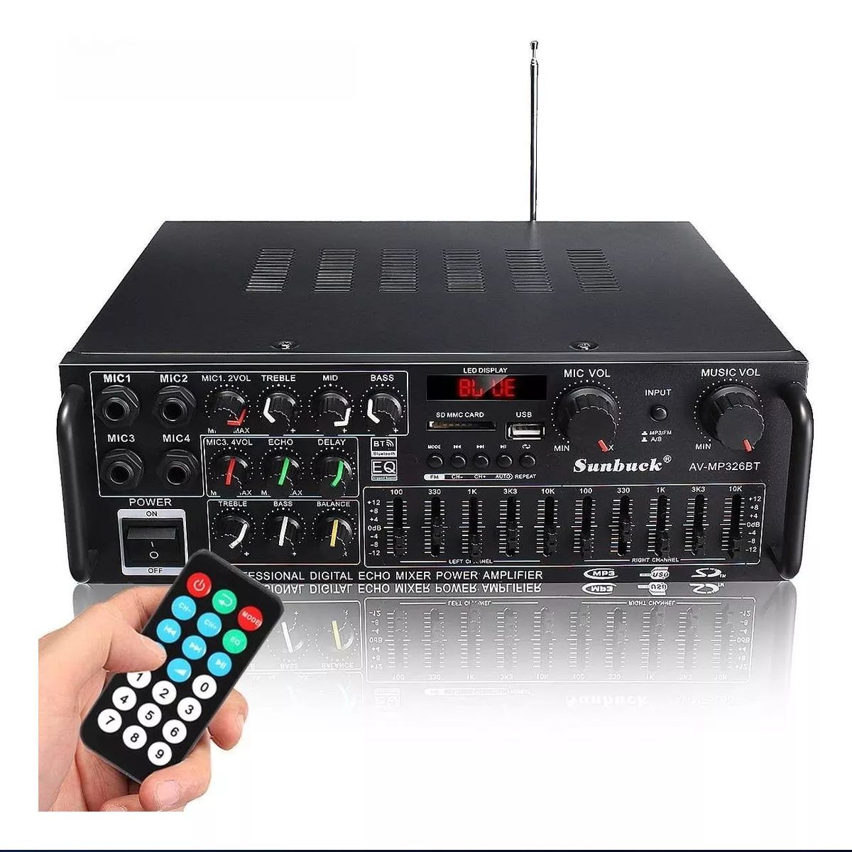 Amplificador De Audio Para Auto Casa Bluetooth Negro