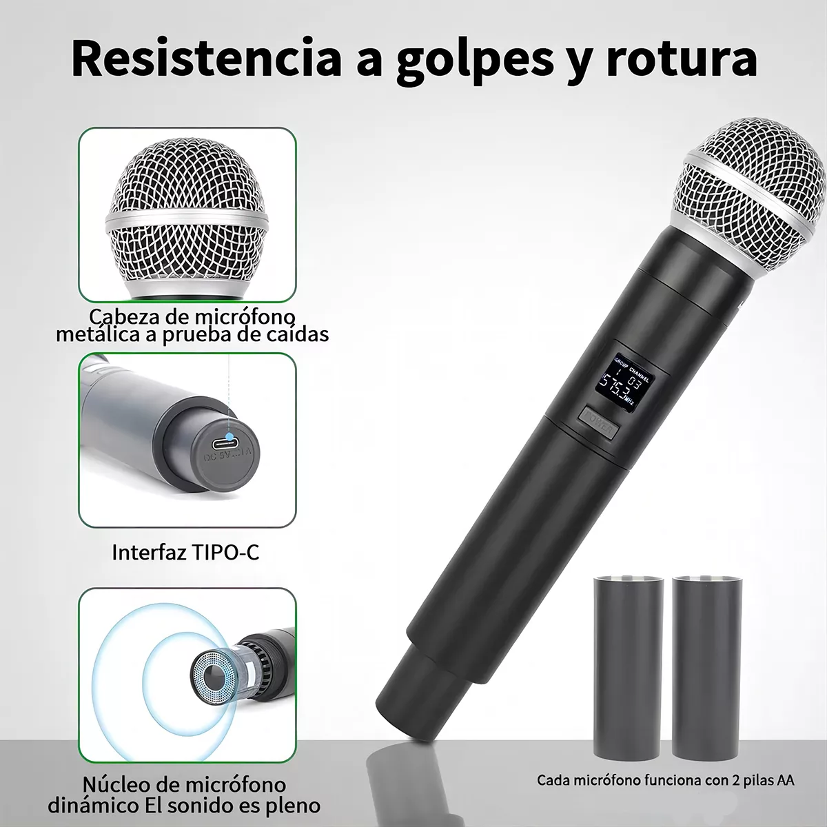 Microfono Inalambricos De Uhf Sintonizable Polivalente Karaoke Y Pc  Microfono 2 Piezas Negro