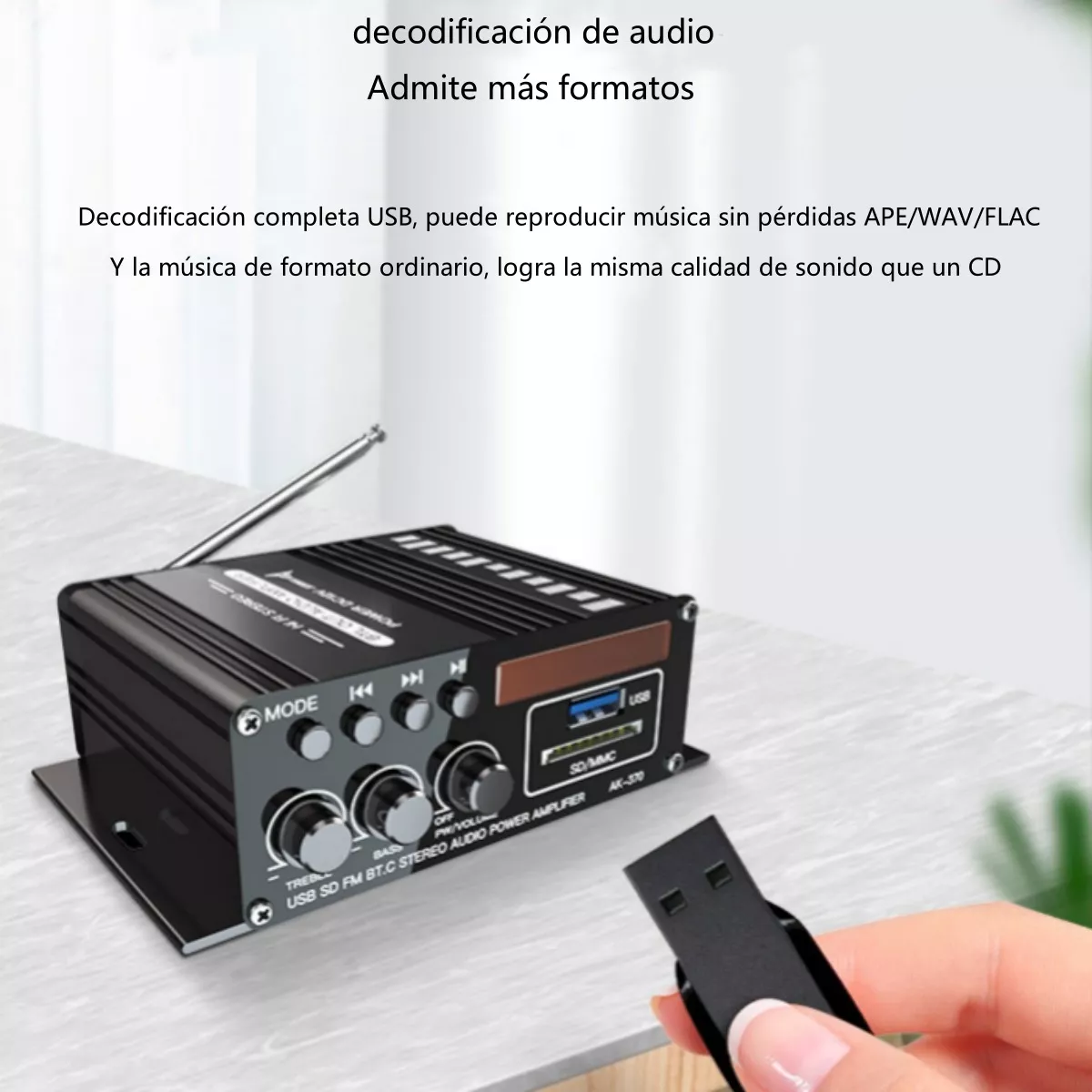 Amplificador De Audio Para Auto 2 Canales Bluetooth Negro