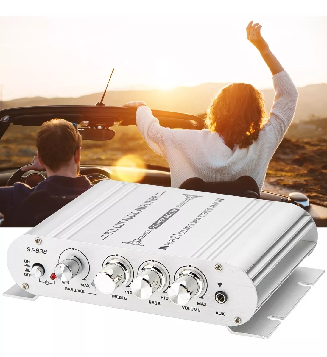 Amplificador De 800w Para Auto, Moto, Casa Rca V/Plata