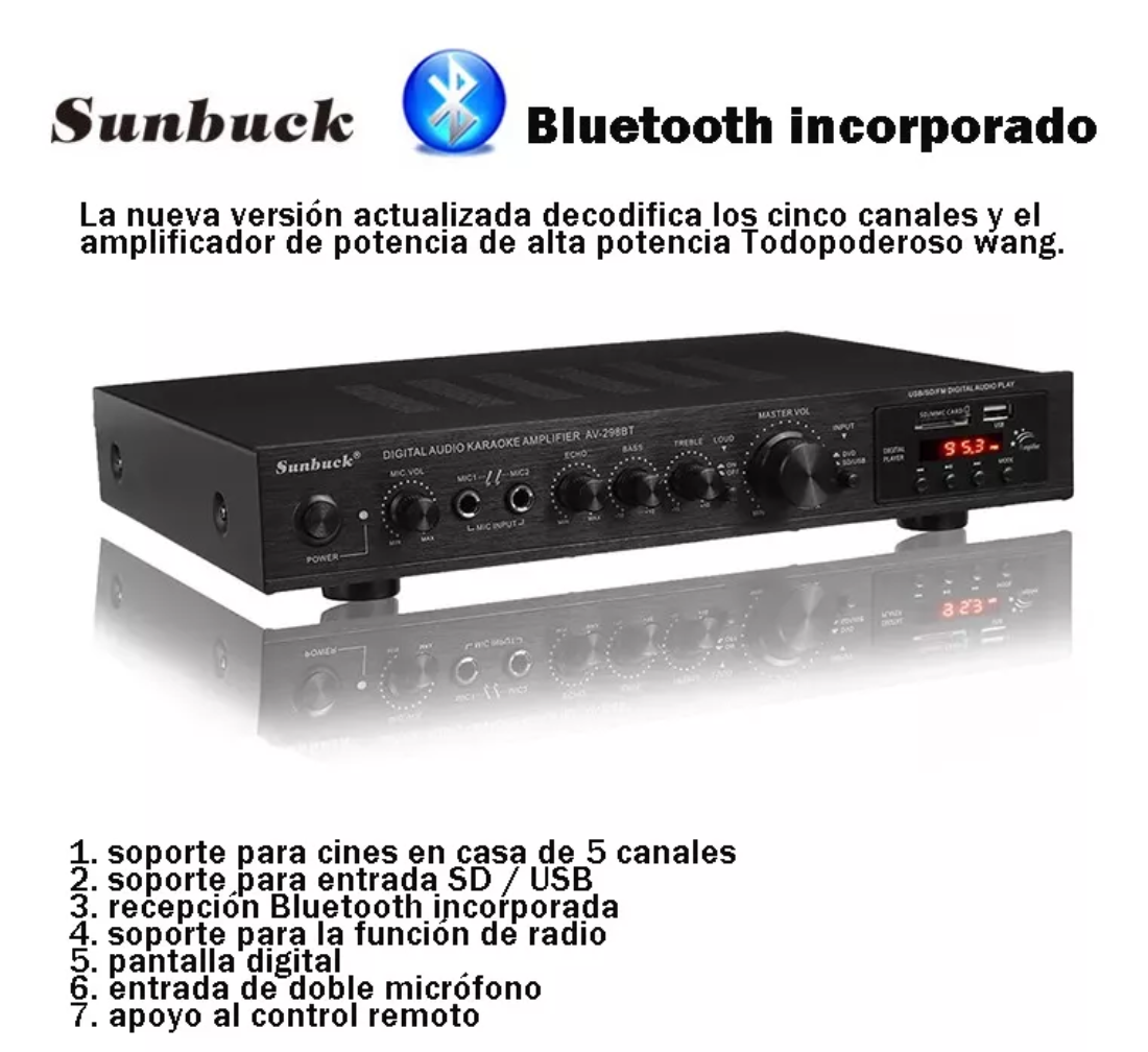Amplificador De Alta Potencia  5 Canales Negro