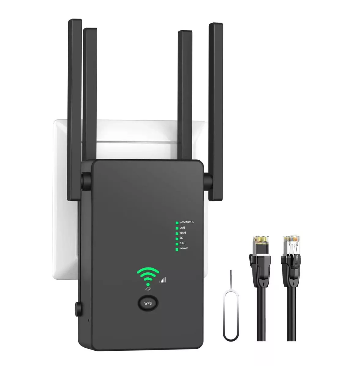 Repetidor Wifi Amplificador Se al De 1200mbps 2.4 5.8ghz Wps Negro