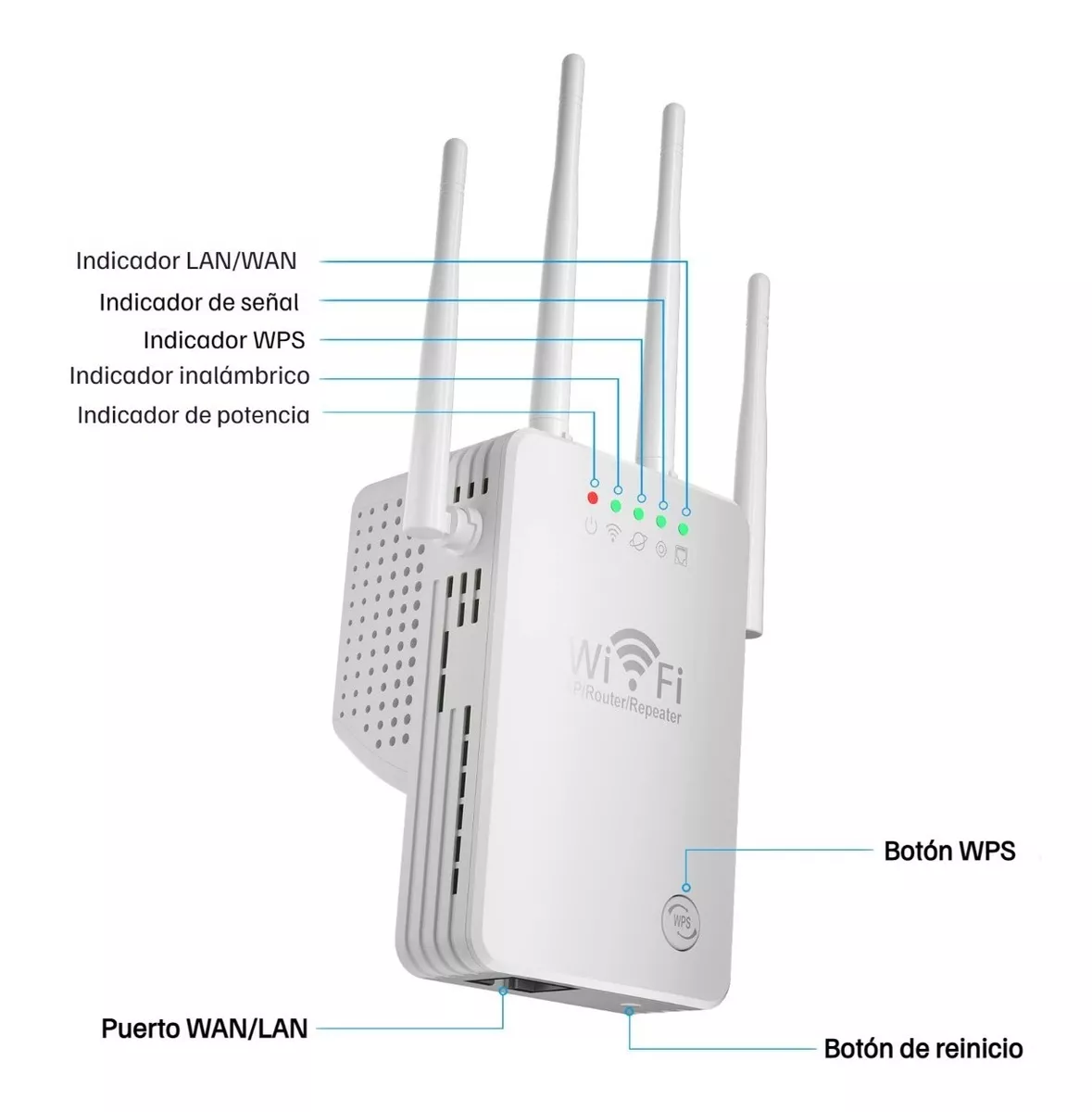 Enrutador WPS de 300Mbps, Repetidor WIFI inalámbrico, amplificador de señal  WiFi, punto de acceso AP