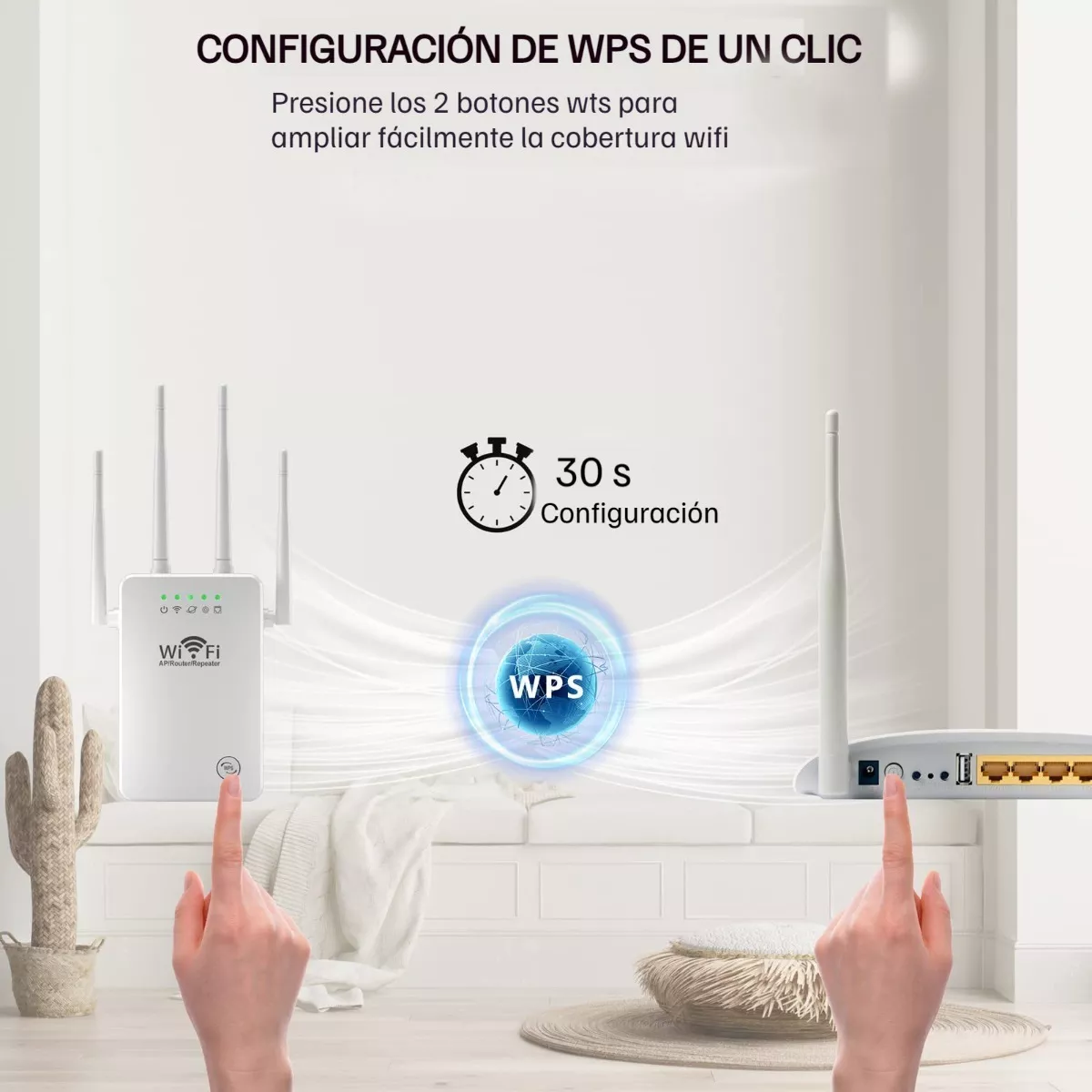 Amplificador Wifi Extensor Rango Repetidor Señal De 4 Antena Eo Safe  Imports Esi-5447 Color Blanco