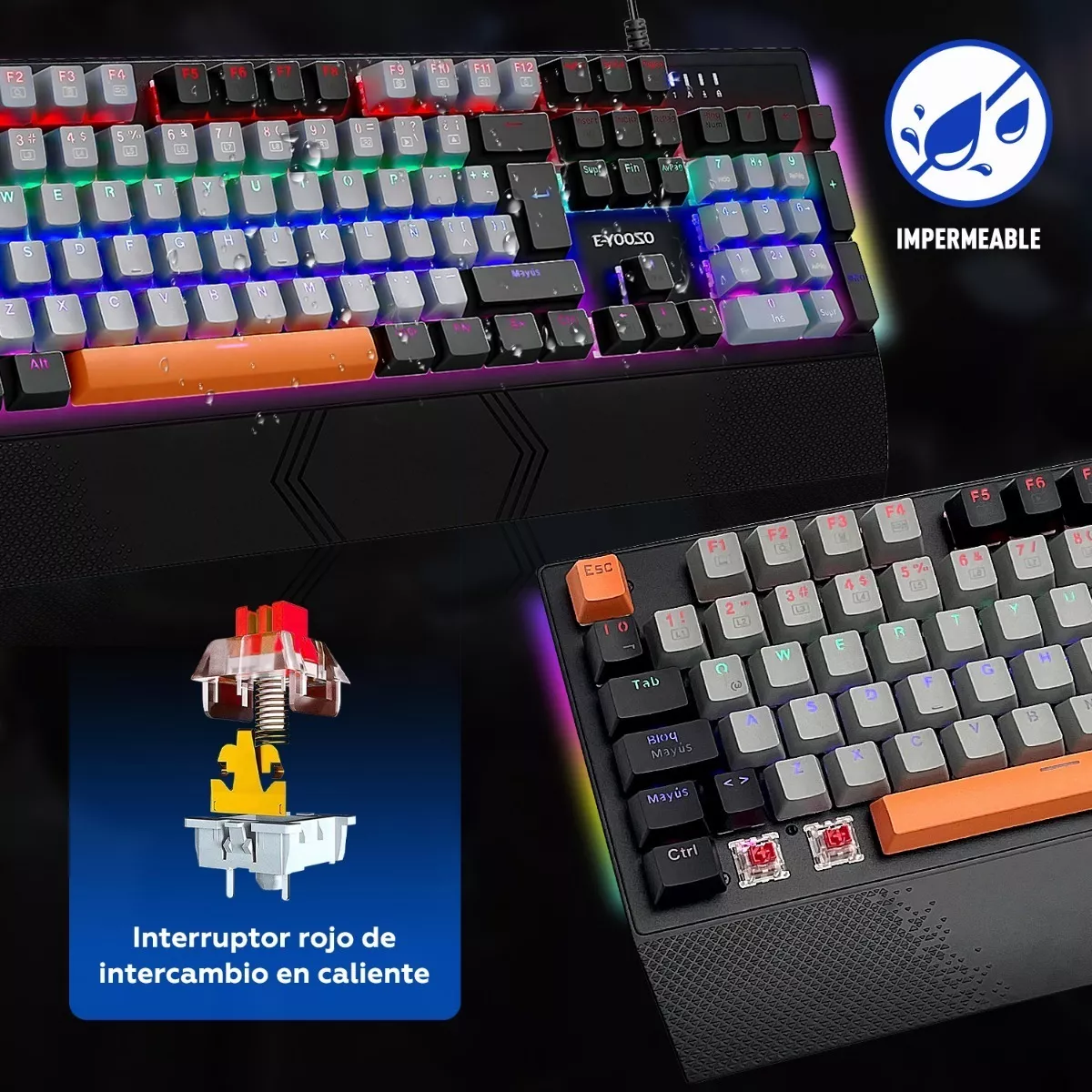 Teclado Mecánico Español Gris y Negro