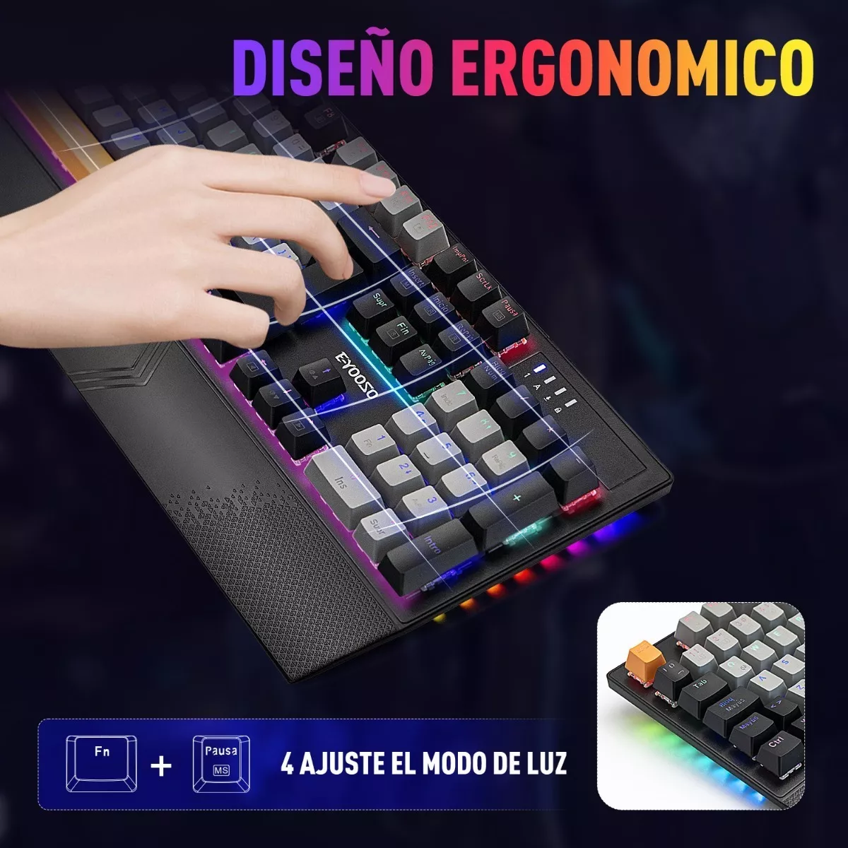 Teclado Mecánico Español Gris y Negro