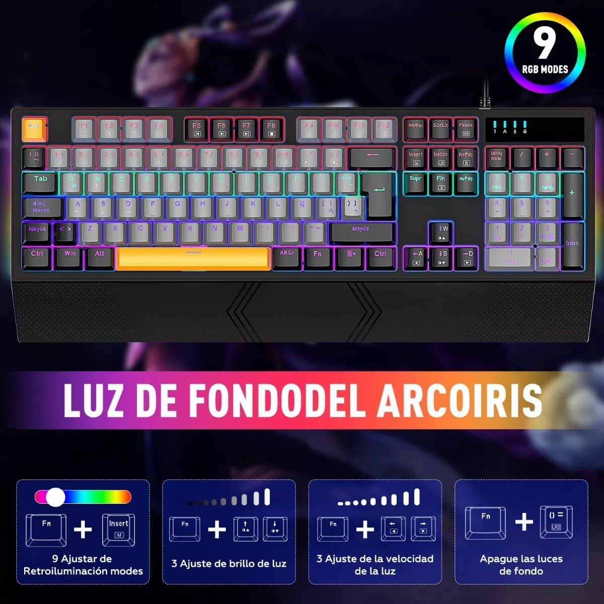 Teclado Mecánico Español Gris y Negro