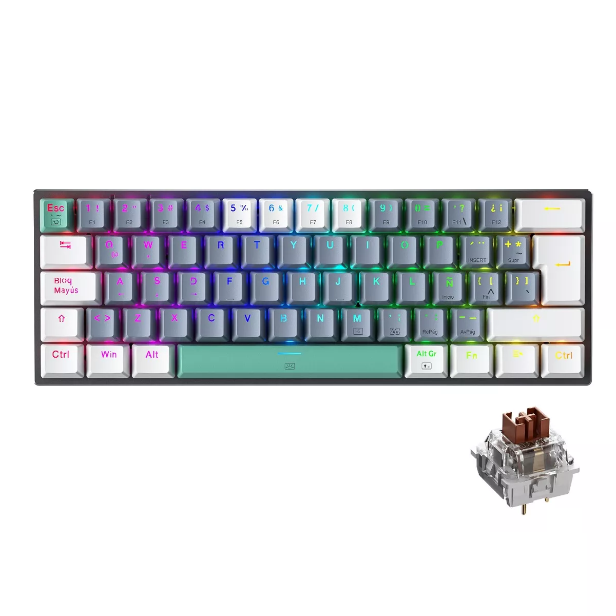 Teclado Mecánico 60% Gamer Español Rgb Pc