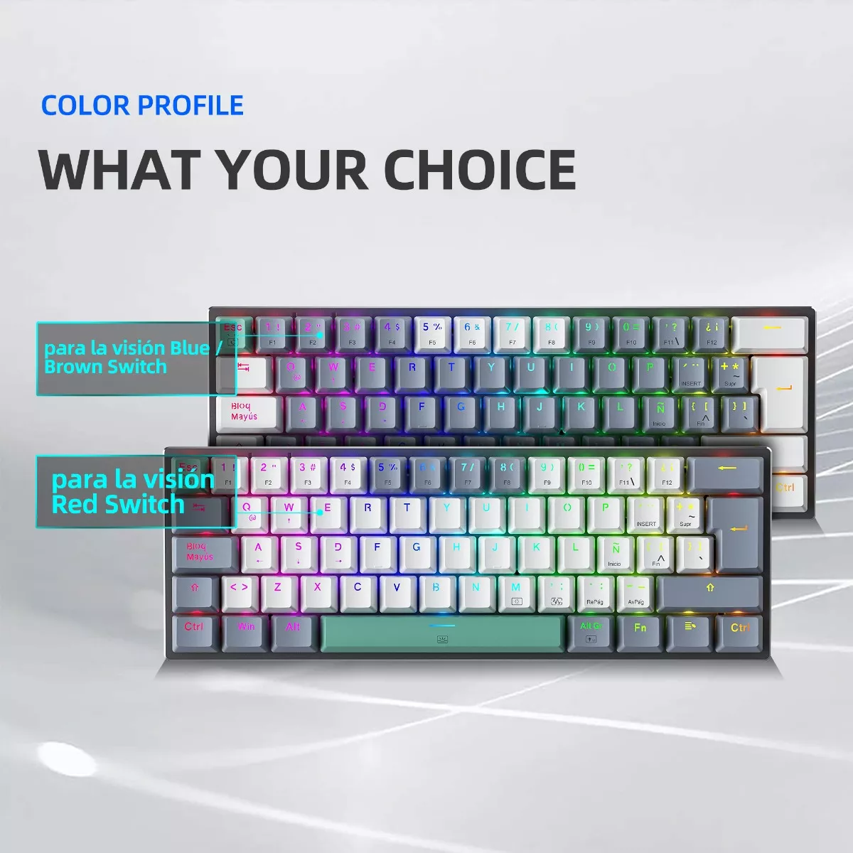 Teclado Mecánico 60% Gamer Español Rgb Pc