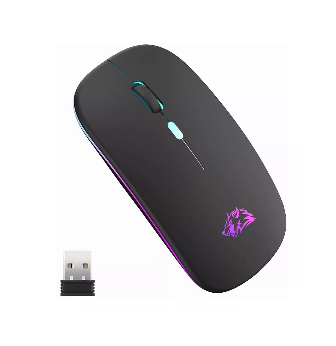 Ratón Silencioso De Oficina Inalámbrico Recargable De 2.4g Negro