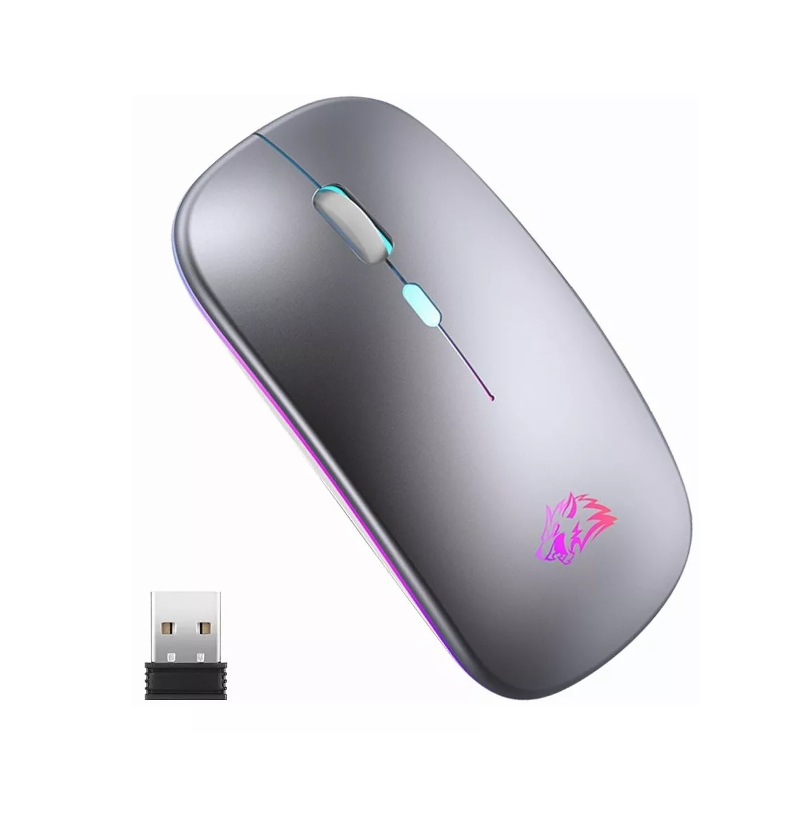 Ratón Silencioso De Oficina Inalámbrico Recargable De 2.4g Gris