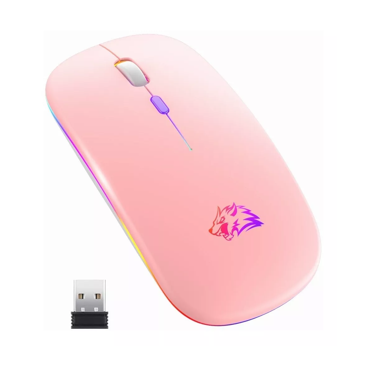 Ratón Silencioso De Oficina Inalámbrico Recargable De 2.4g Rosa