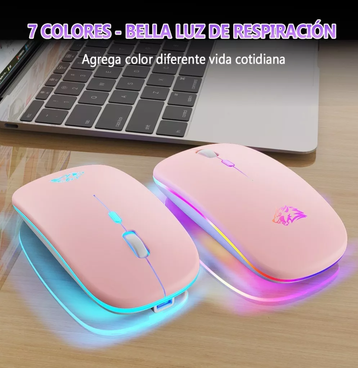 Ratón Silencioso De Oficina Inalámbrico Recargable De 2.4g Rosa