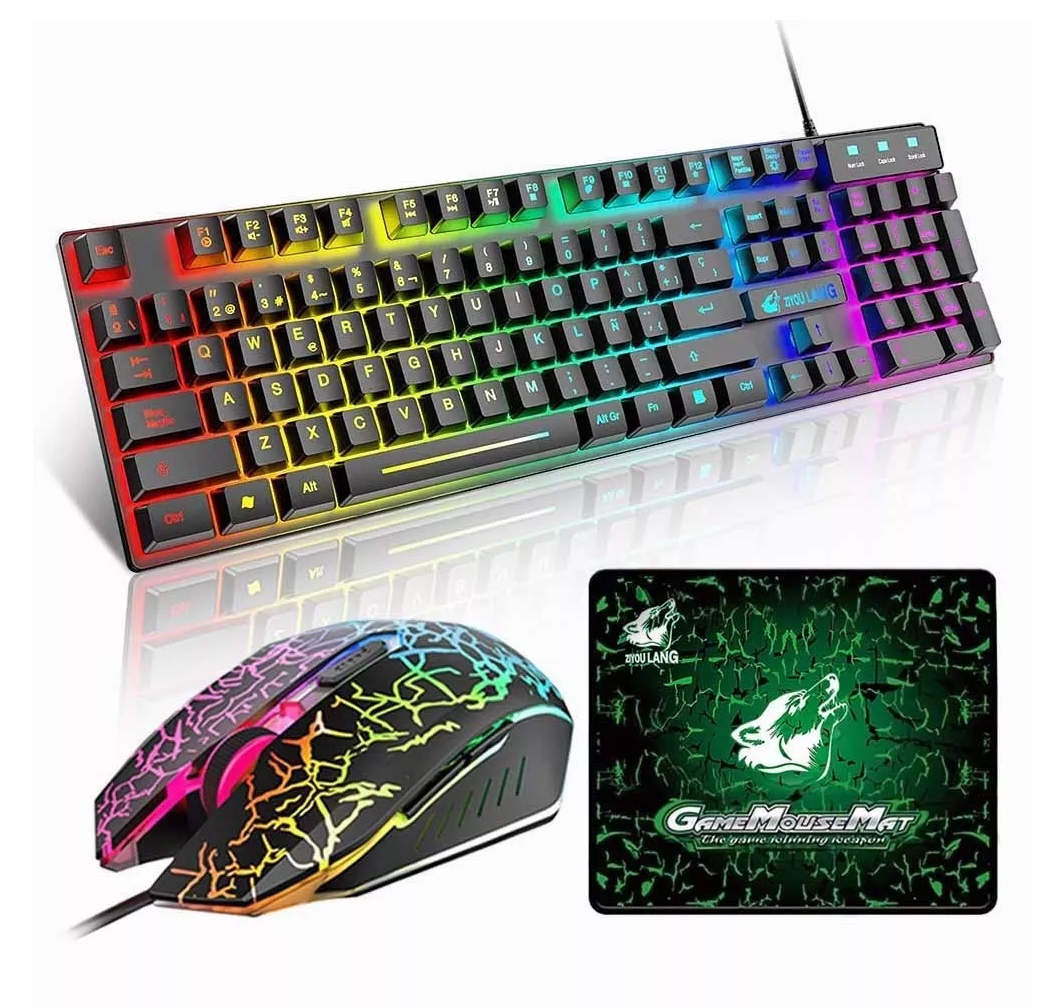 Kit de teclado y mouse Free Wolf T13 - Con cable Negro