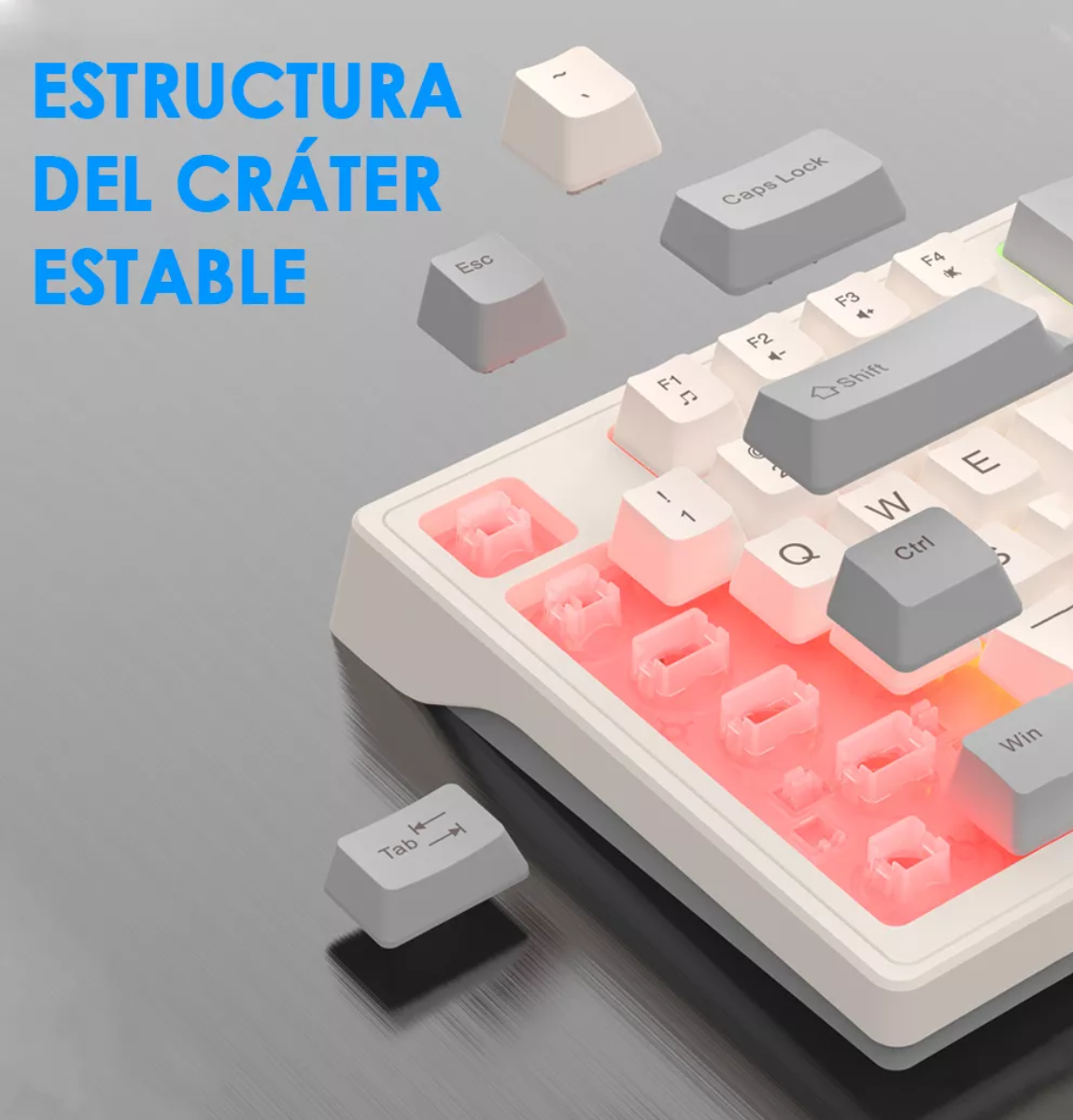 Teclado Español Gamer Con Cable Teclado Blanco/Gris