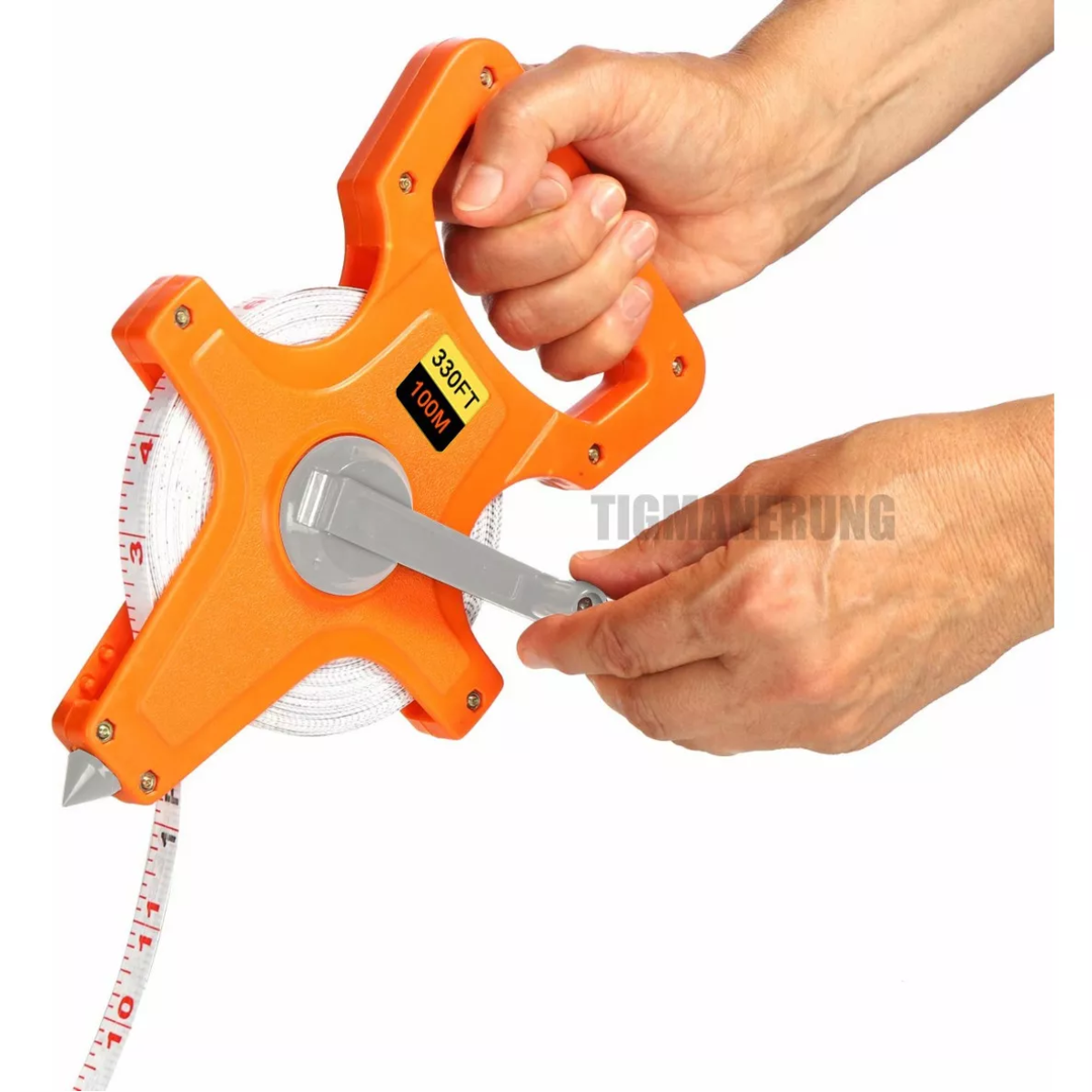 Cinta Métrica Larga De Fibra De Vidrio 100 Metros Herramienta Naranja/Plata