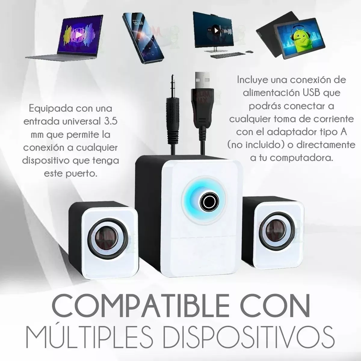 Bocinas Mini Subwoofer Usb 3.5mm 2.1 Pulgadas F201 Negro