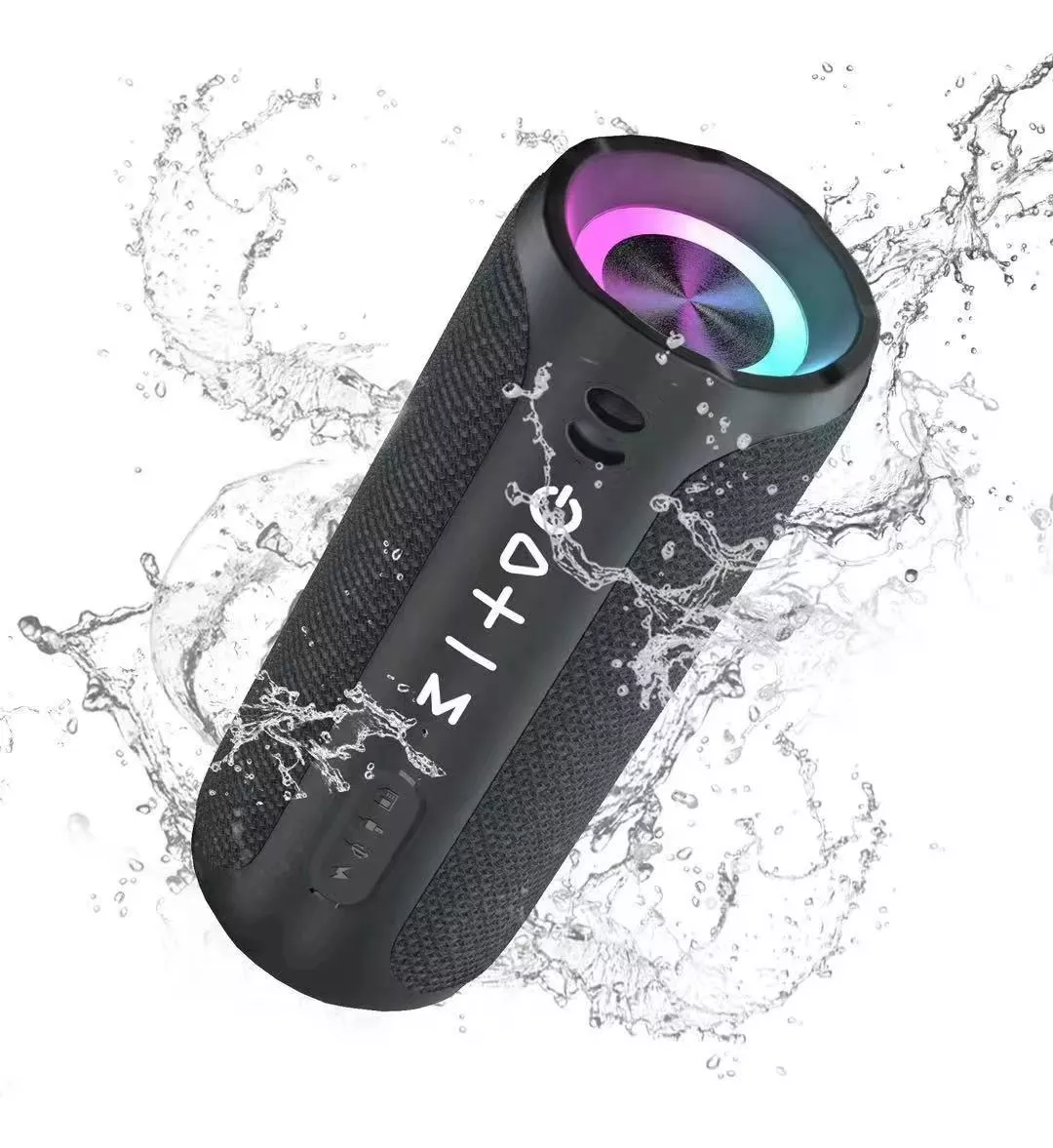 Bocina Bluetooth Portátil Impermeable Altavoz Con Rgb Luces Negro
