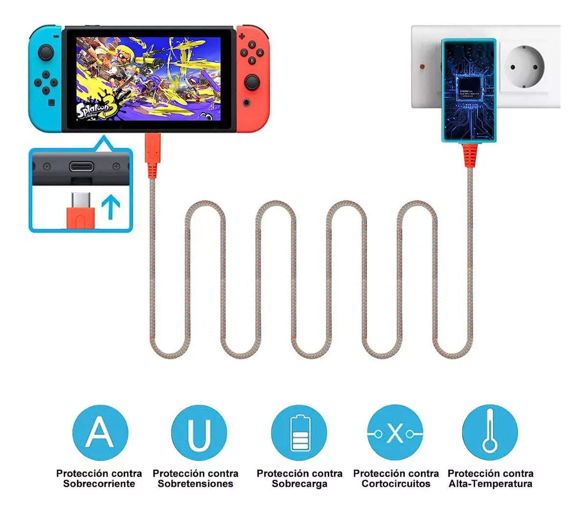 Cargador Para Nintendo Switch 5v 1.5a/ 15v 2.6a Ac Adaptador Rojo