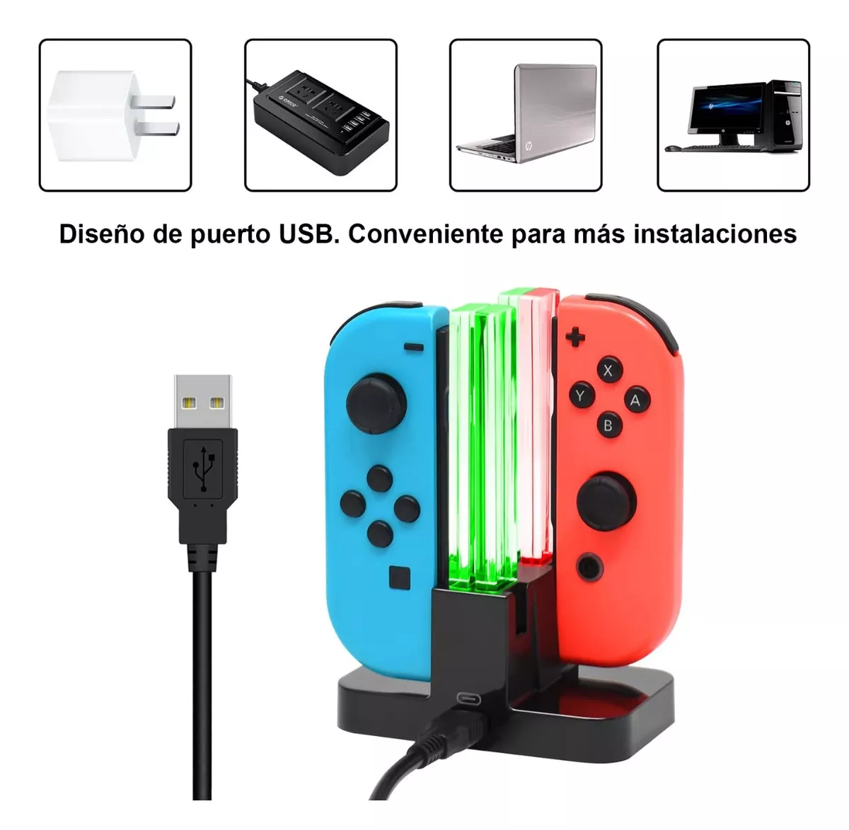 4 En 1 Base De Cargador P/ Control De Nintendo Switch