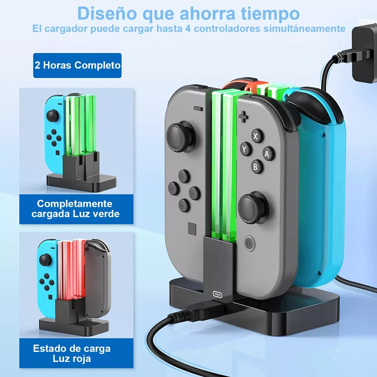 4 En 1 Base De Cargador P/ Control De Nintendo Switch