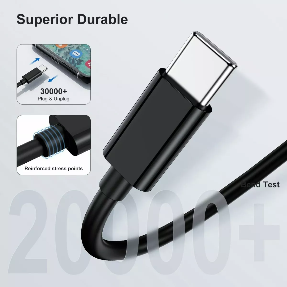 Cable De Datos Tipo C A C 3m Para Samsung Carga Rápida 2pzs Negro
