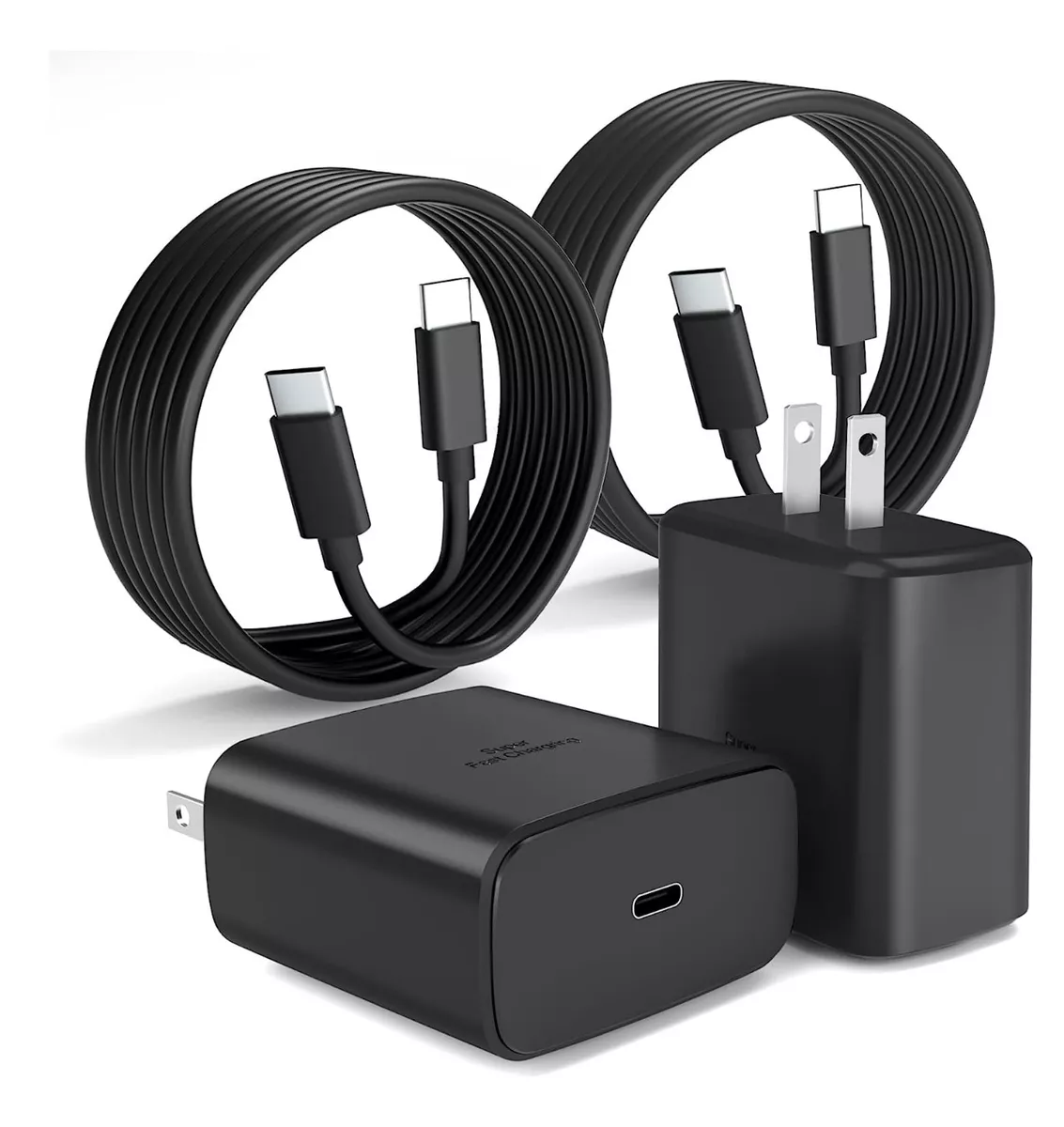 Cargador Tipo C De 45w Para Samsung S23 S23 Ultra 2 Piezas Negro