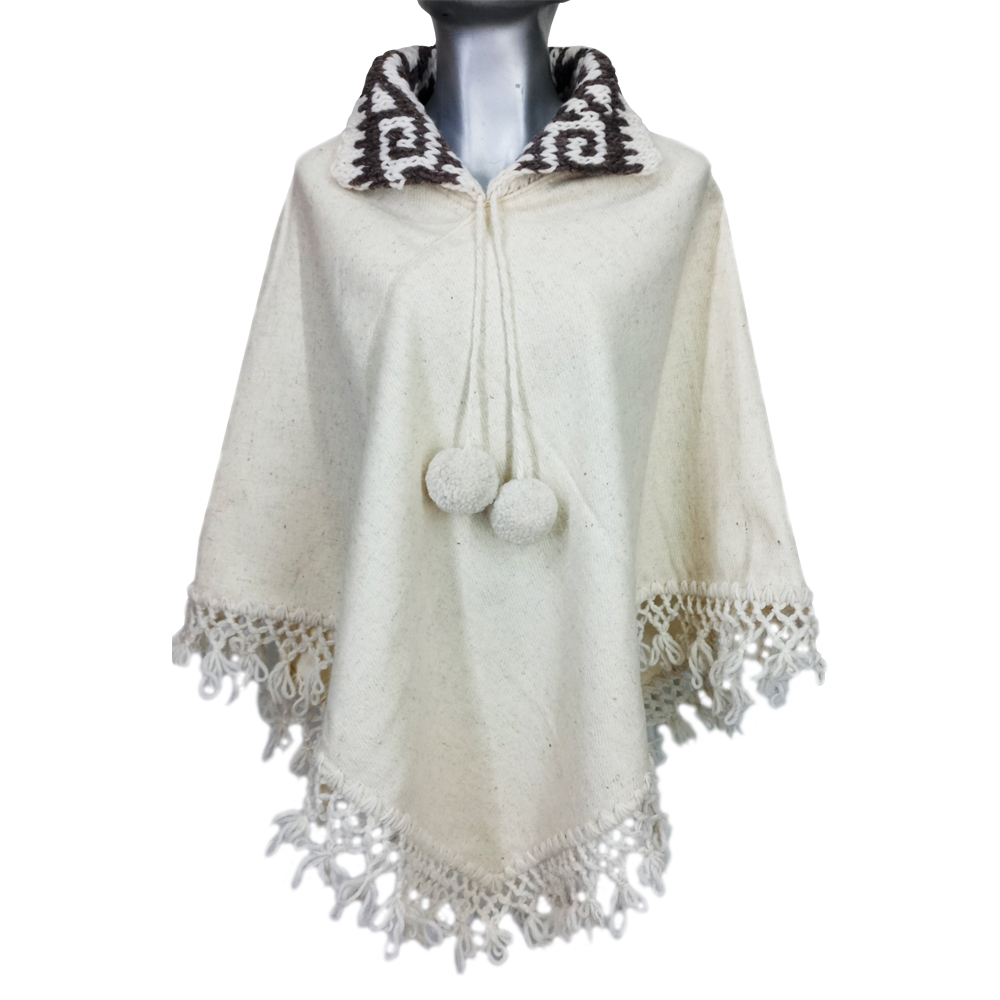 Capa Abrigo Kimono lana natural color veige