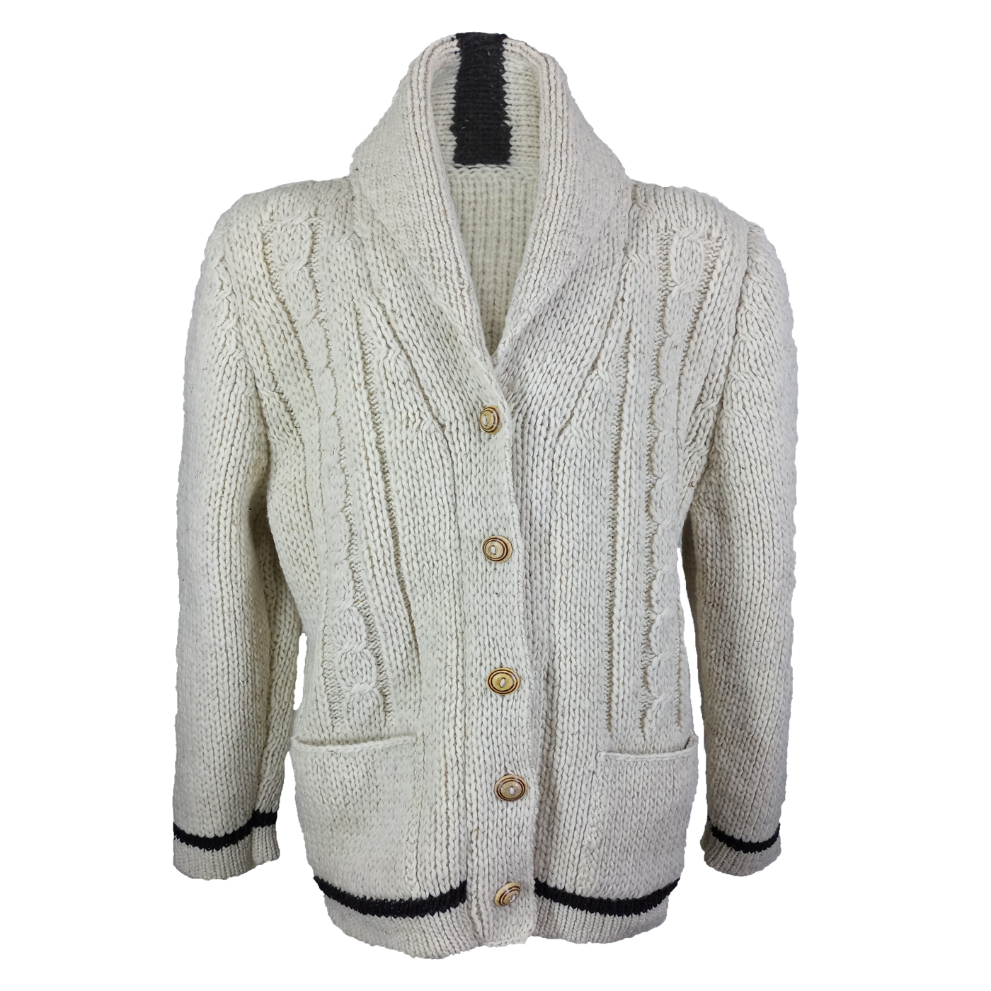 Suéter Abrigo de botónes Beige 100% lana natural.