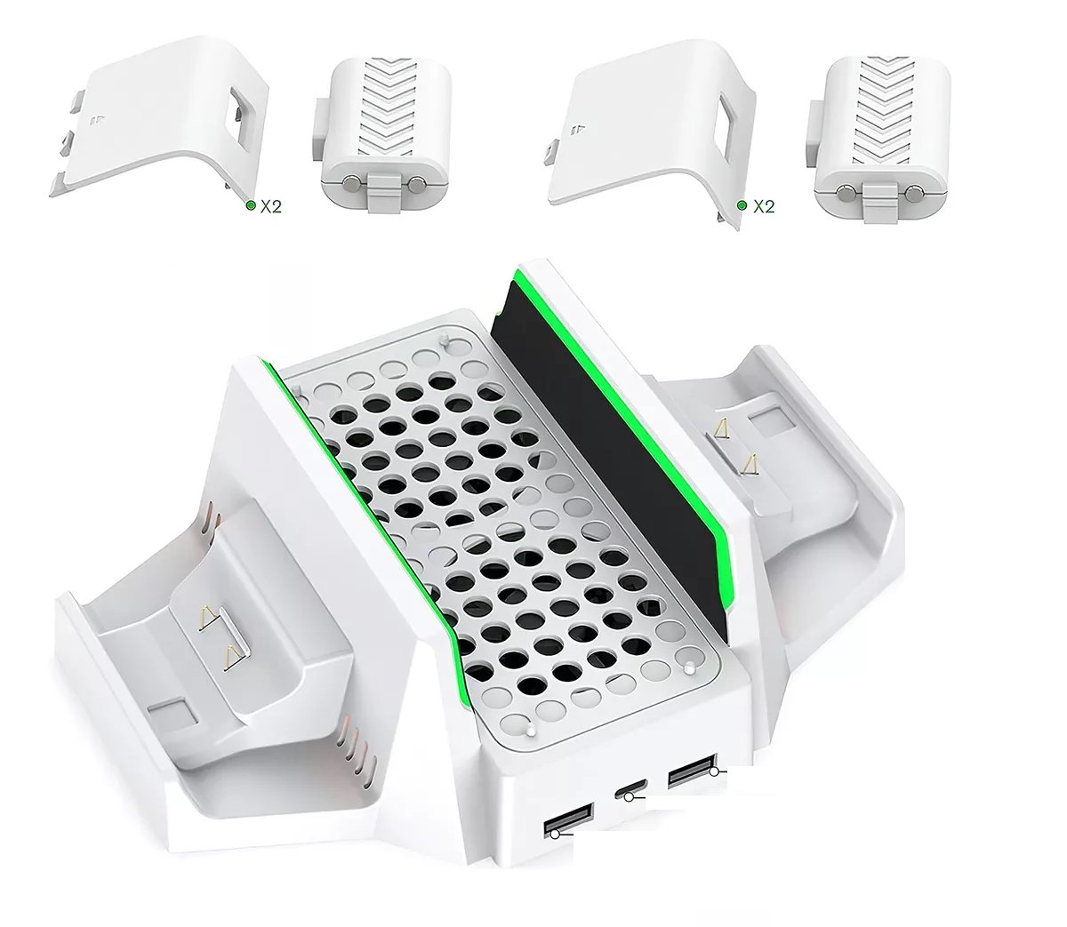 Base Ventilador Para Xbox Series S Con 2 Pilas Recargables Blanco