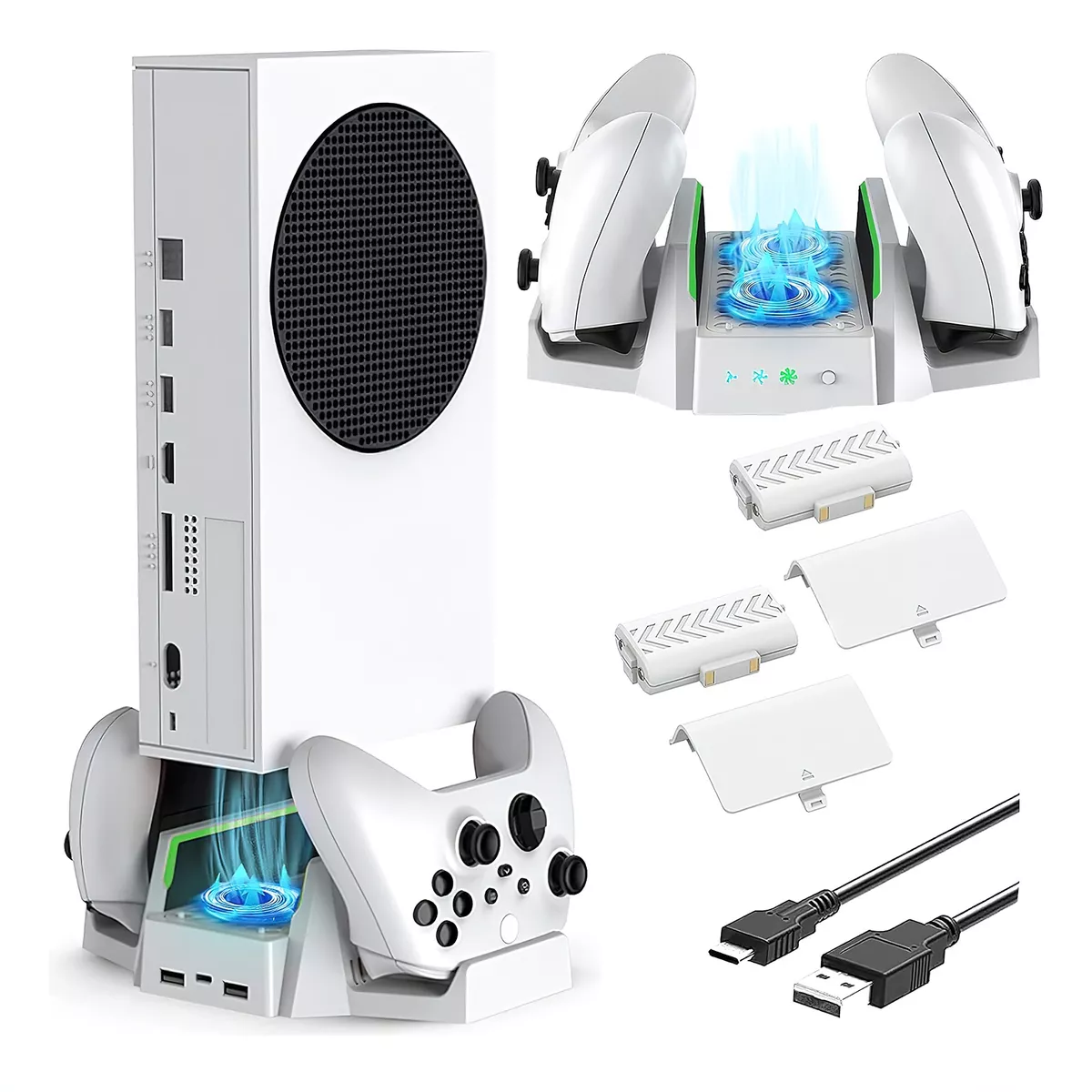 Base Ventilador Para Xbox Series S Con 2 Pilas Recargables Blanco