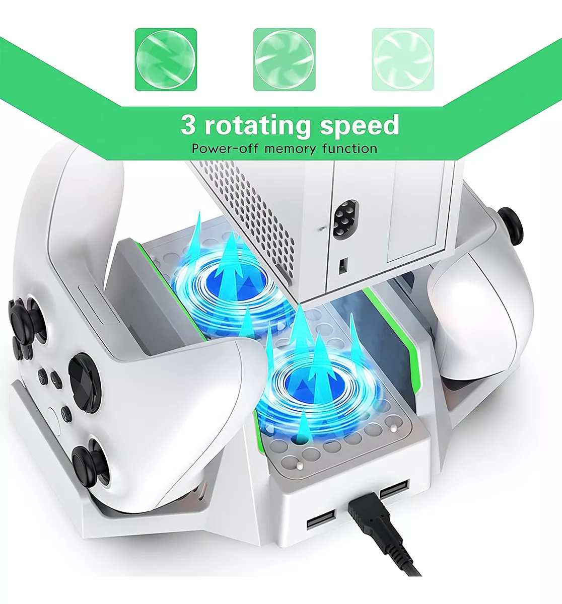 Base Ventilador Para Xbox Series S Con 2 Pilas Recargables Blanco