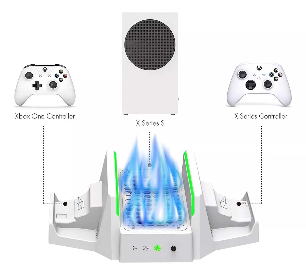 Base Ventilador Para Xbox Series S Con 2 Pilas Recargables Blanco