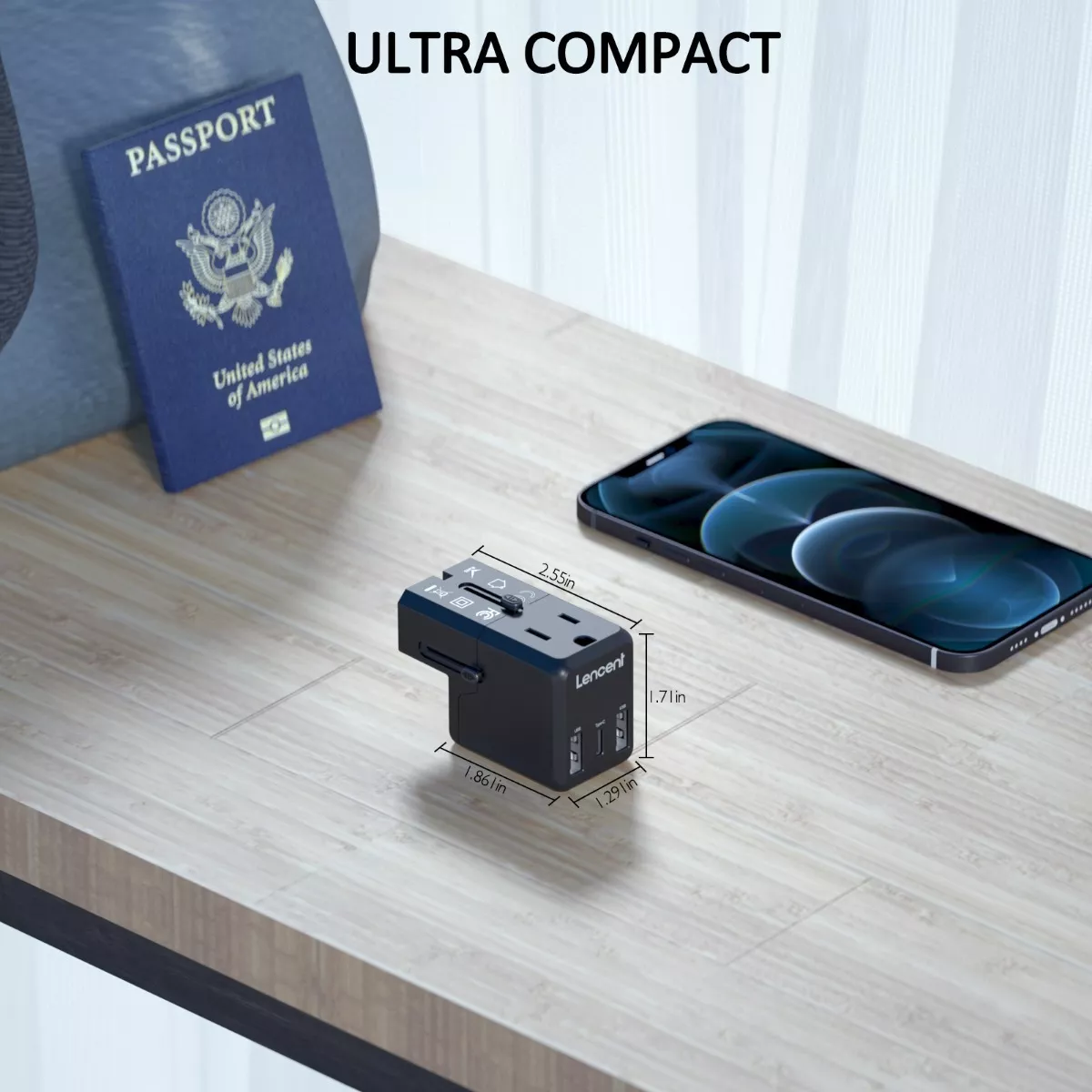 Adaptador De Viaje Enchufe Universal Clavija Usb Cargador Negro