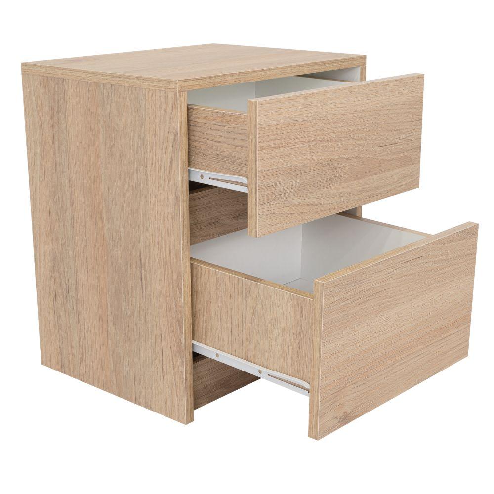 Buró Ozzan, Beige y Blanco, con Dos Cajones Deslizables con Apertura Sin Manijas