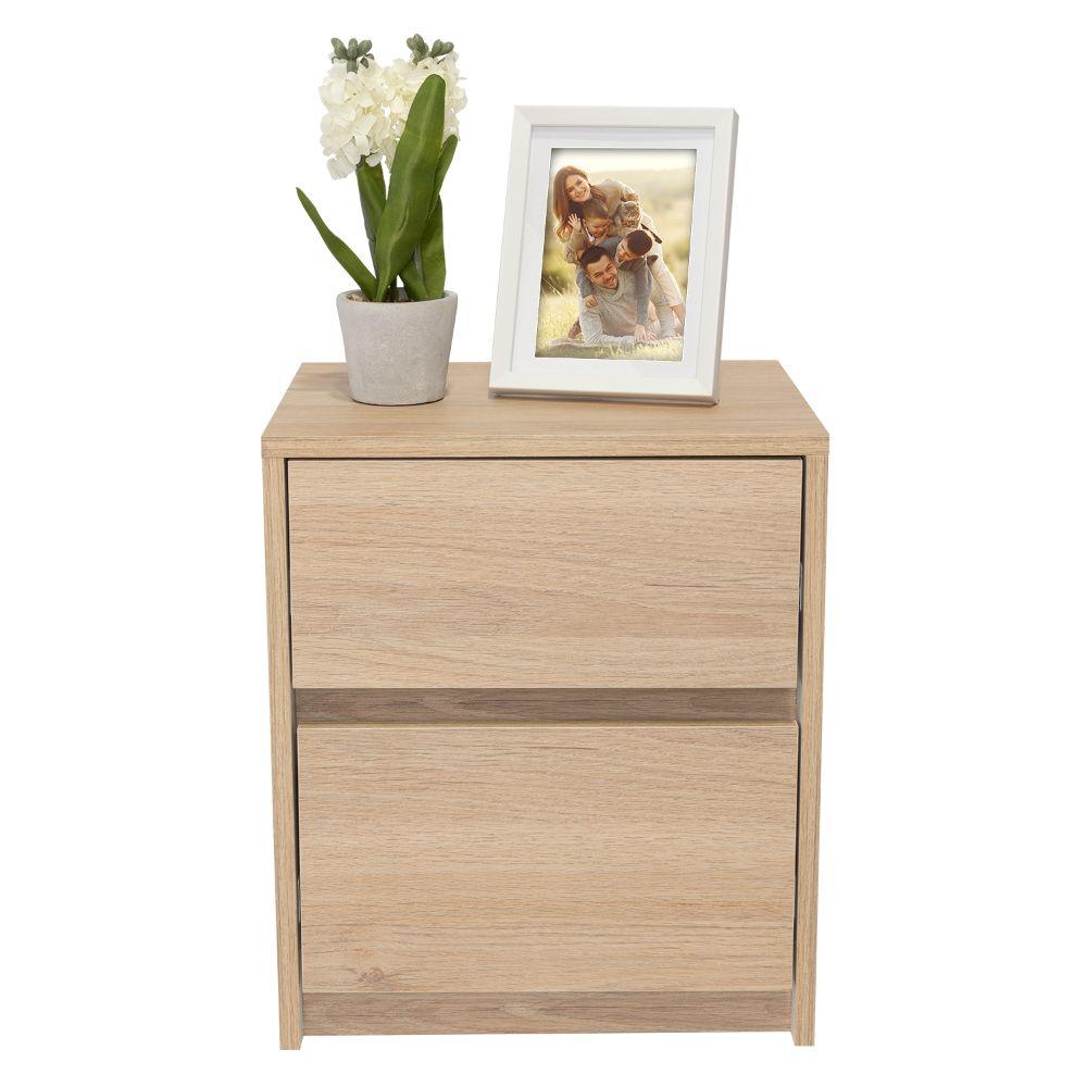 Buró Ozzan, Beige y Blanco, con Dos Cajones Deslizables con Apertura Sin Manijas