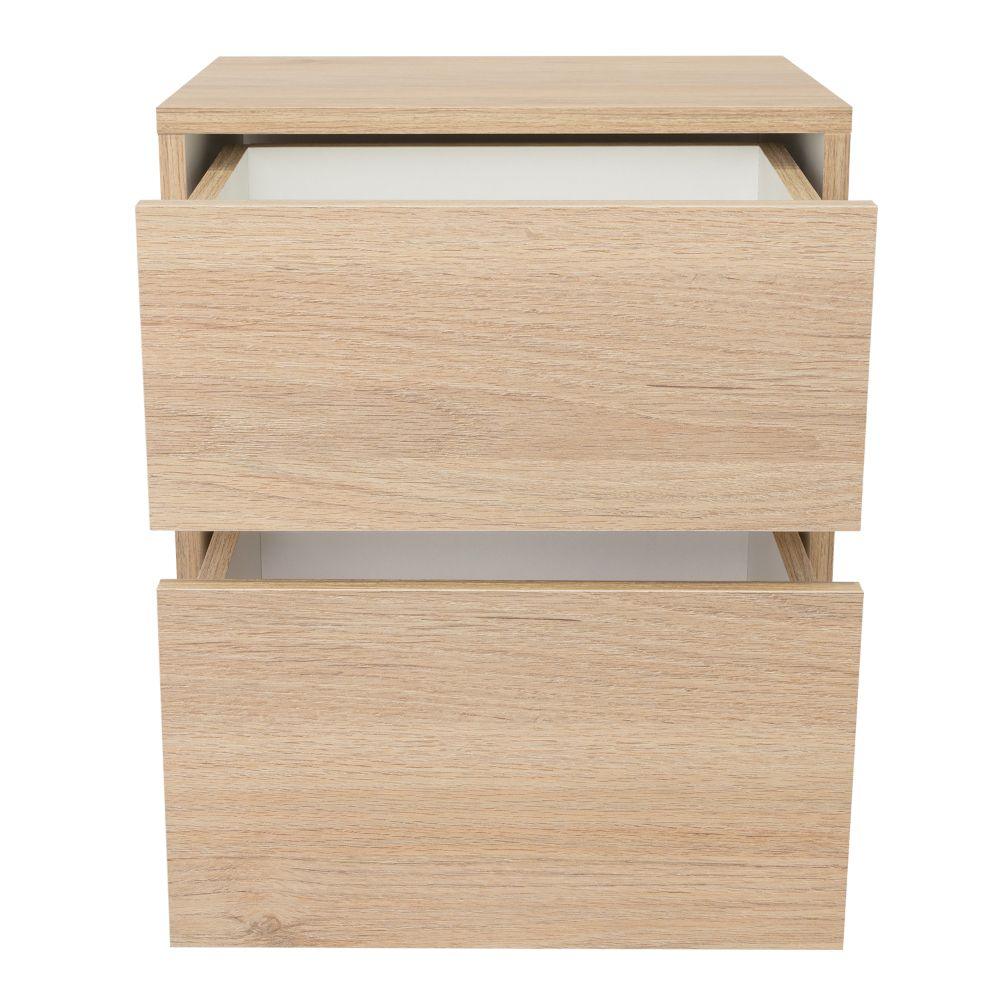 Buró Ozzan, Beige y Blanco, con Dos Cajones Deslizables con Apertura Sin Manijas