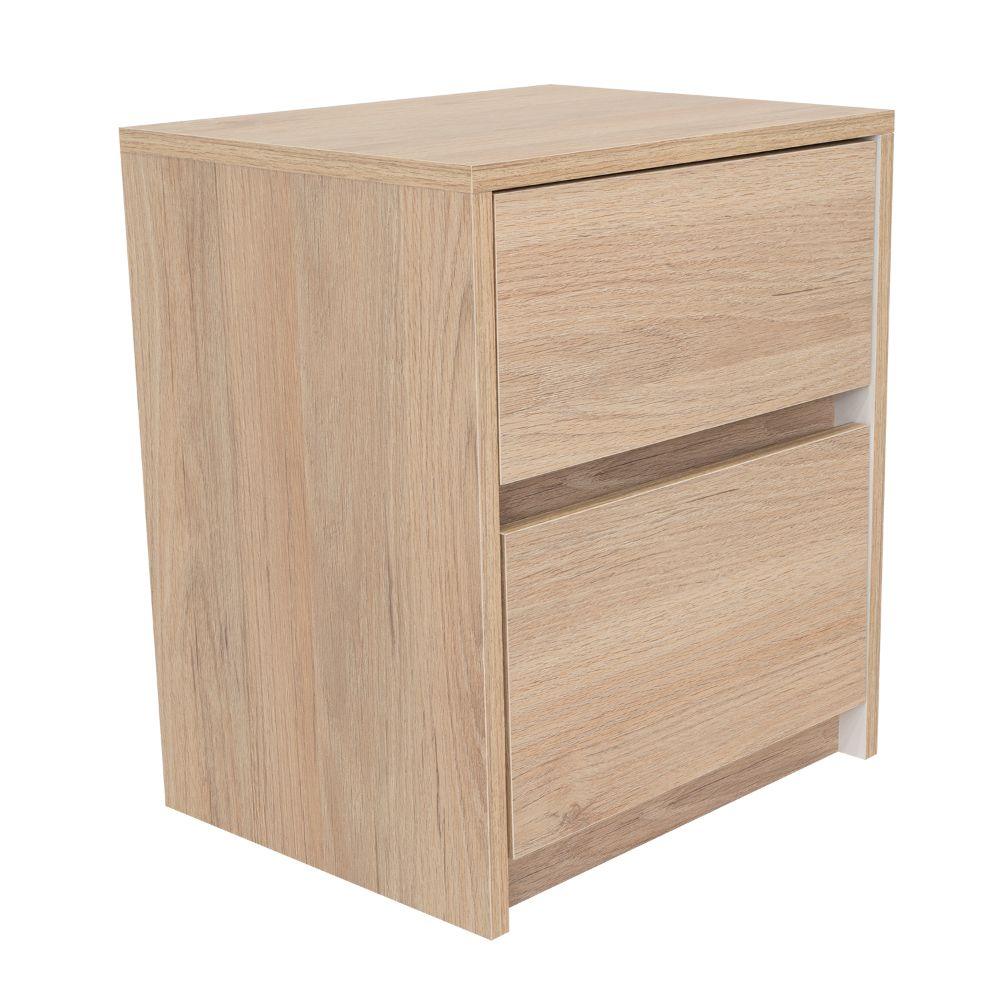 Buró Ozzan, Beige y Blanco, con Dos Cajones Deslizables con Apertura Sin Manijas