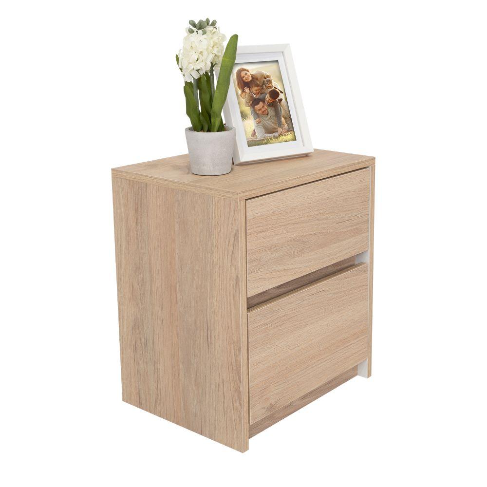 Buró Ozzan, Beige y Blanco, con Dos Cajones Deslizables con Apertura Sin Manijas