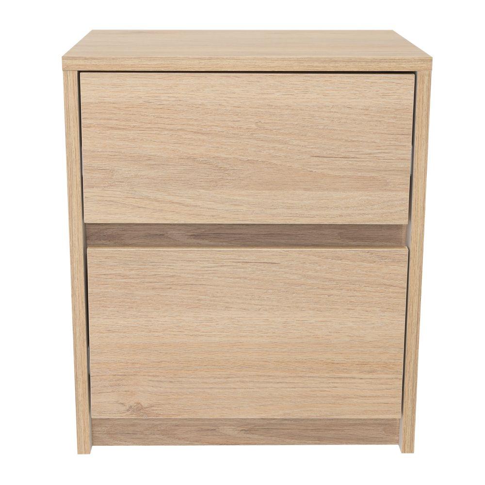 Buró Ozzan, Beige y Blanco, con Dos Cajones Deslizables con Apertura Sin Manijas